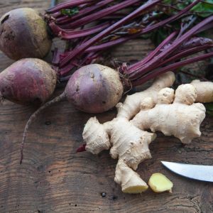 fresh ginger and beetroot